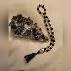 Labradorite and Onyx Half Mala